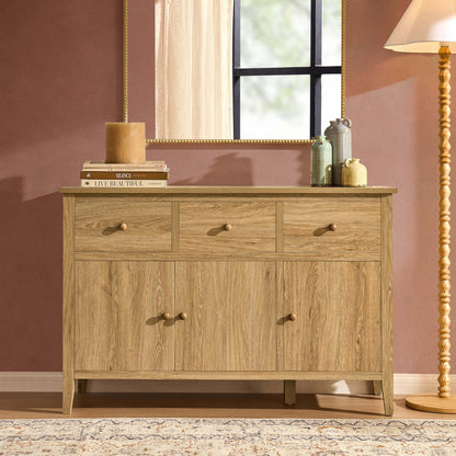 Nell 3 Door Sideboard with Drawers - Light Wood - DUSK