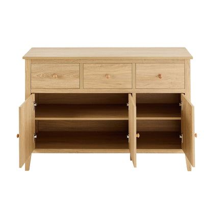 Nell 3 Door Sideboard with Drawers - Light Wood - DUSK