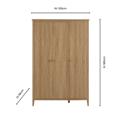 Nell 3 Door Wardrobe - Light Wood - DUSK