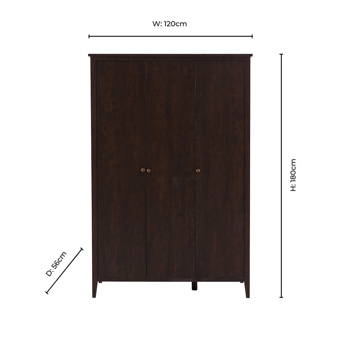 Nell 3 Door Wardrobe - Walnut - DUSK