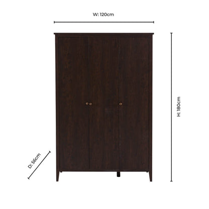 Nell 3 Door Wardrobe - Walnut - DUSK