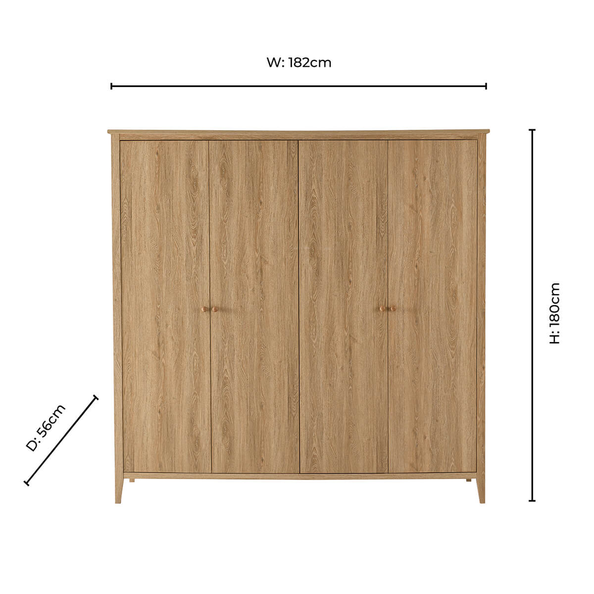 Nell 4 Door Wardrobe - Light Wood - DUSK