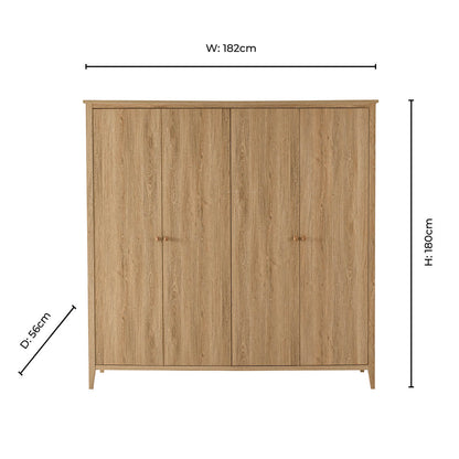 Nell 4 Door Wardrobe - Light Wood - DUSK