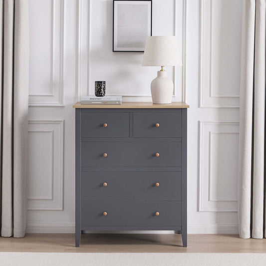 Nell 5 Drawer Chest - Charcoal - DUSK