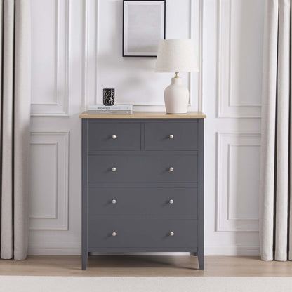 Nell 5 Drawer Chest - Charcoal - DUSK