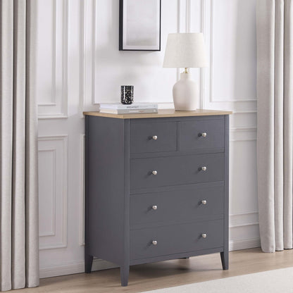 Nell 5 Drawer Chest - Charcoal - DUSK