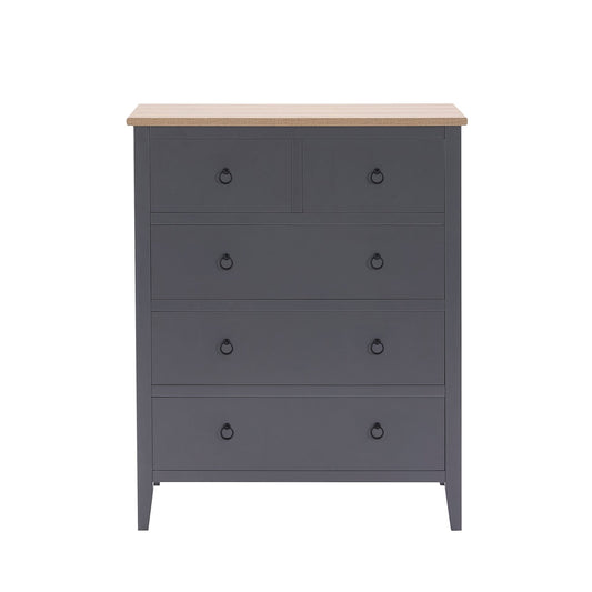 Nell 5 Drawer Chest - Charcoal - DUSK