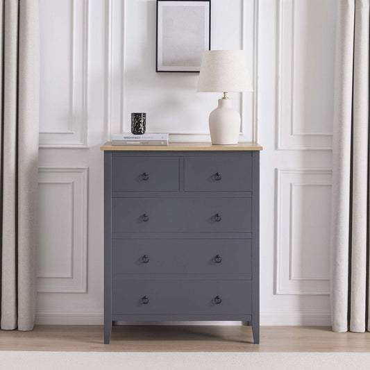 Nell 5 Drawer Chest - Charcoal - DUSK