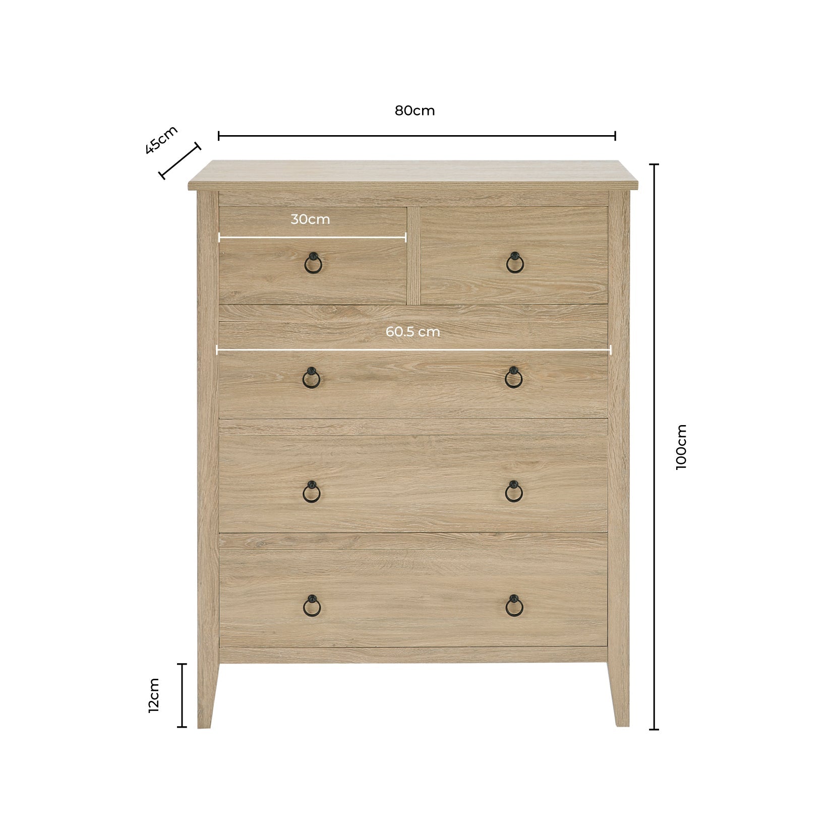 Nell 5 Drawer Chest - Cream - DUSK