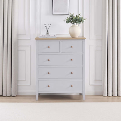 Nell 5 Drawer Chest - Grey - DUSK