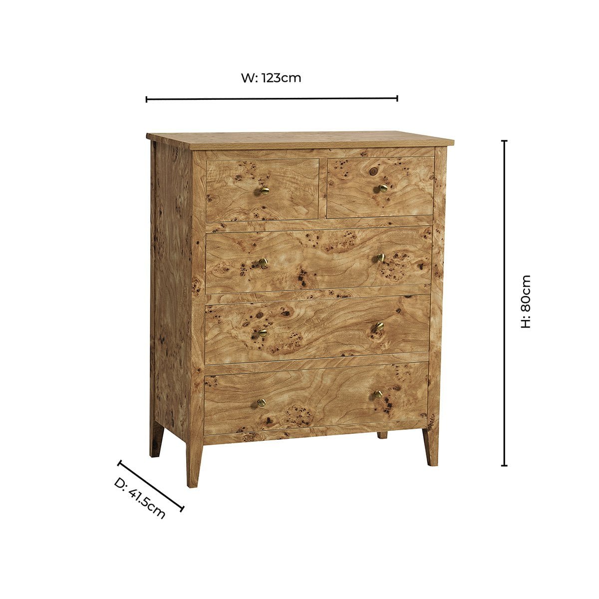 Nell 5 Drawer Chest - Light Burl - DUSK