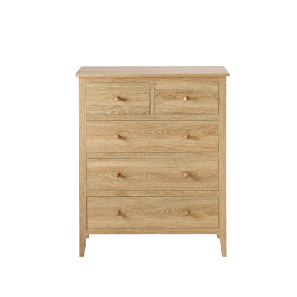 Nell 5 Drawer Chest - Light Wood - DUSK