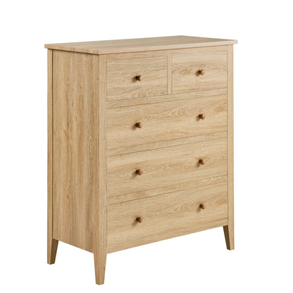 Nell 5 Drawer Chest - Light Wood - DUSK