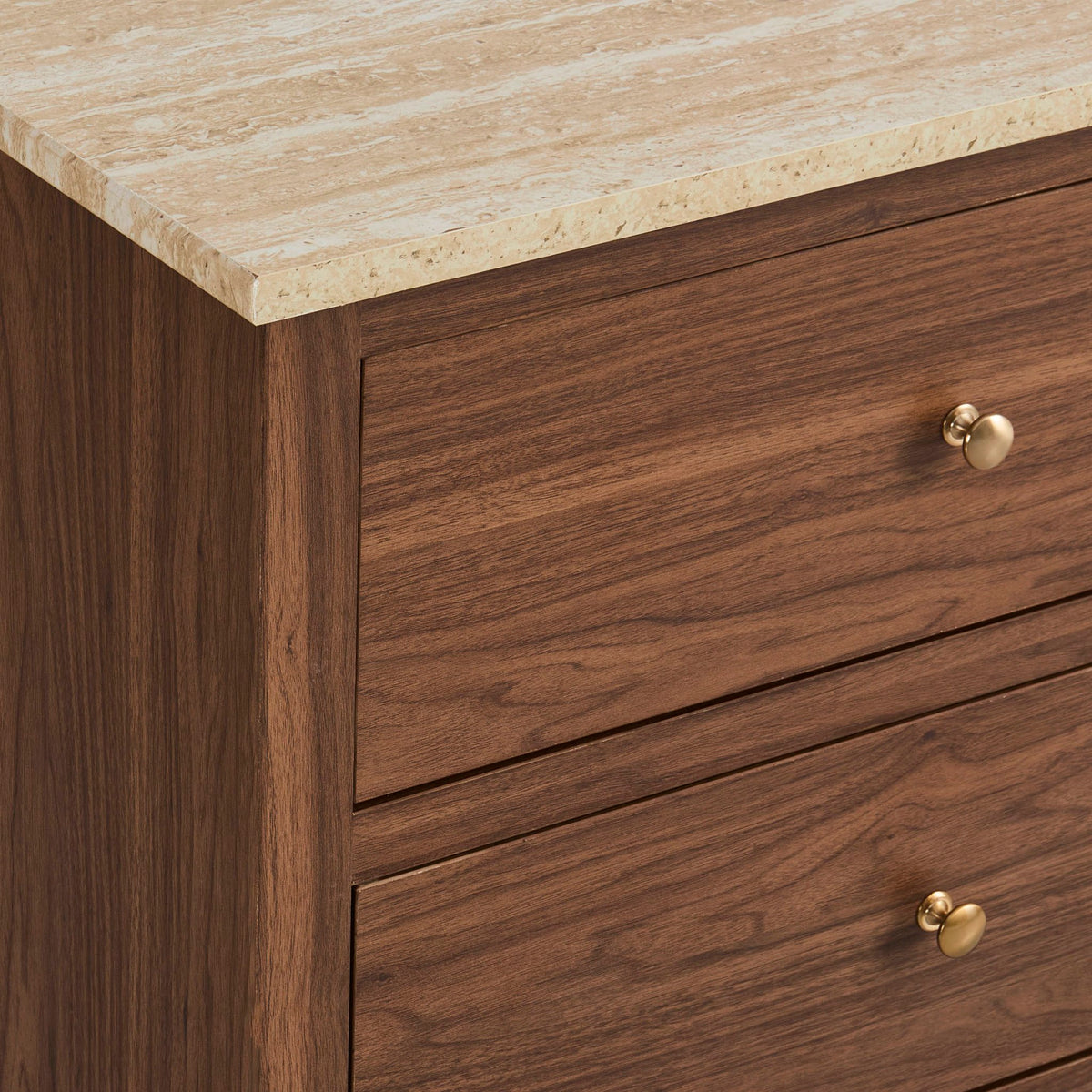 Nell 5 Drawer Chest - Mid Wood/ Travertine Effect - DUSK