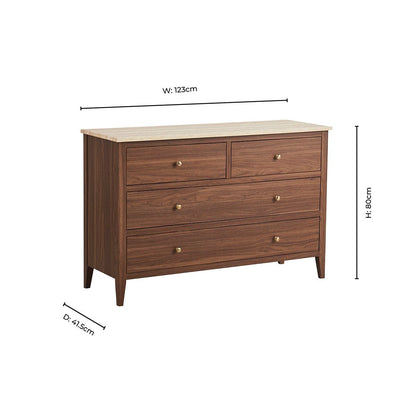 Nell 5 Drawer Chest - Mid Wood/ Travertine Effect - DUSK
