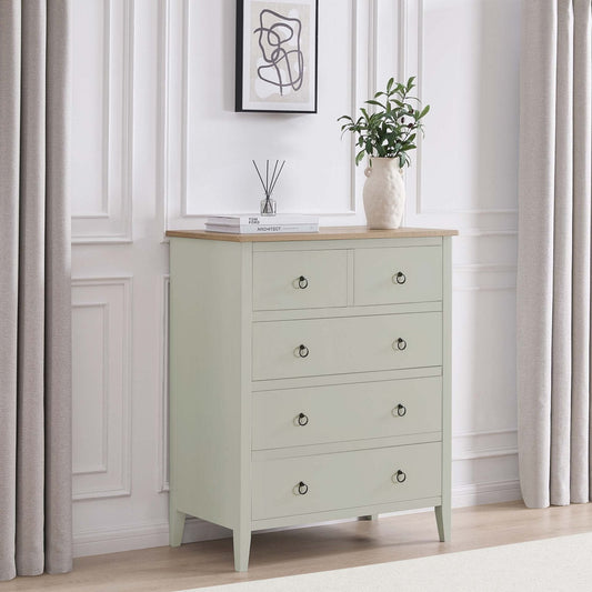 Nell 5 Drawer Chest - Sage Green - DUSK