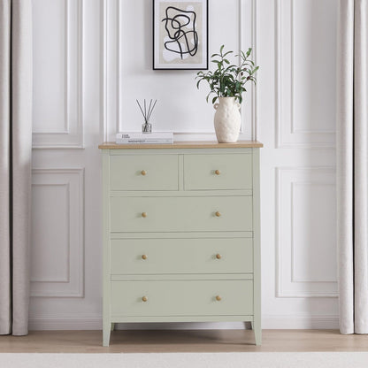 Nell 5 Drawer Chest - Sage Green - DUSK