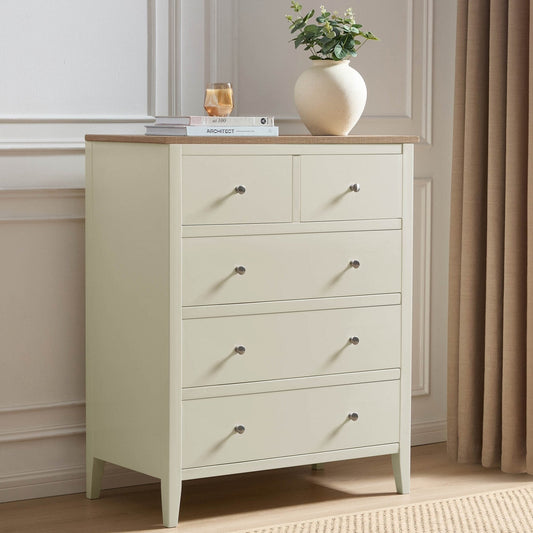 Nell 5 Drawer Chest - Stone - DUSK