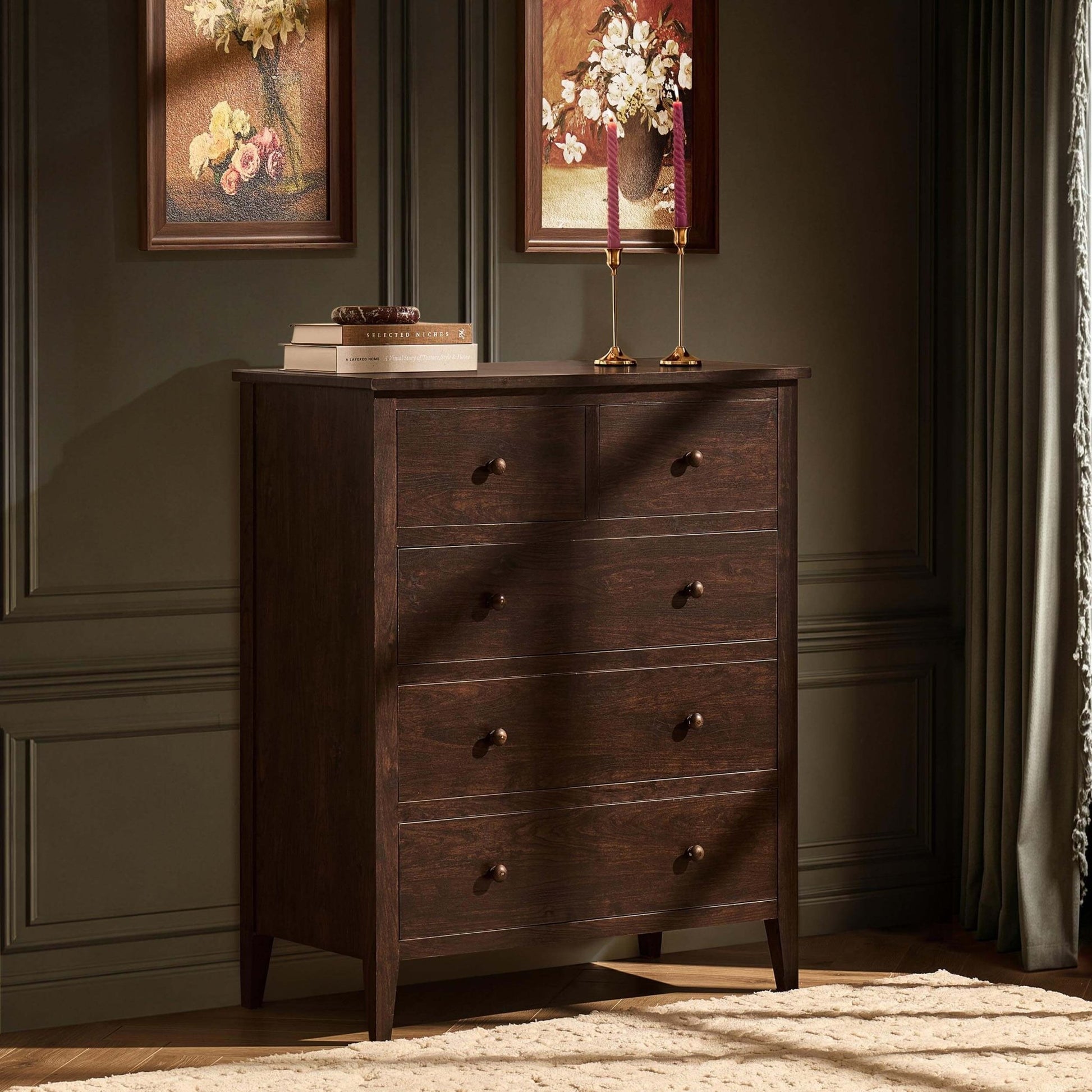 Nell 5 Drawer Chest - Walnut - DUSK