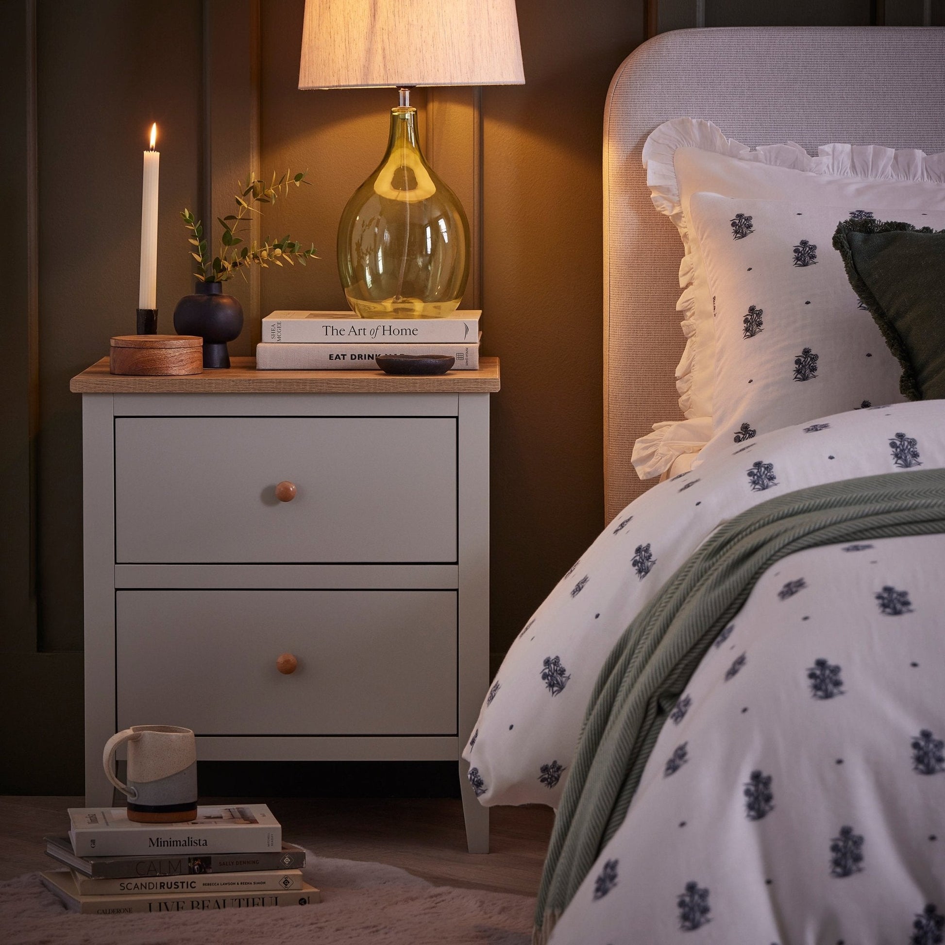 Nell Bedside Table - Sage Green - DUSK