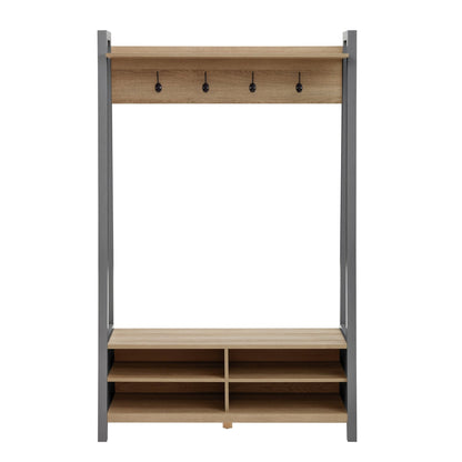 Nell Hallway Shelf with Hooks - Charcoal - DUSK