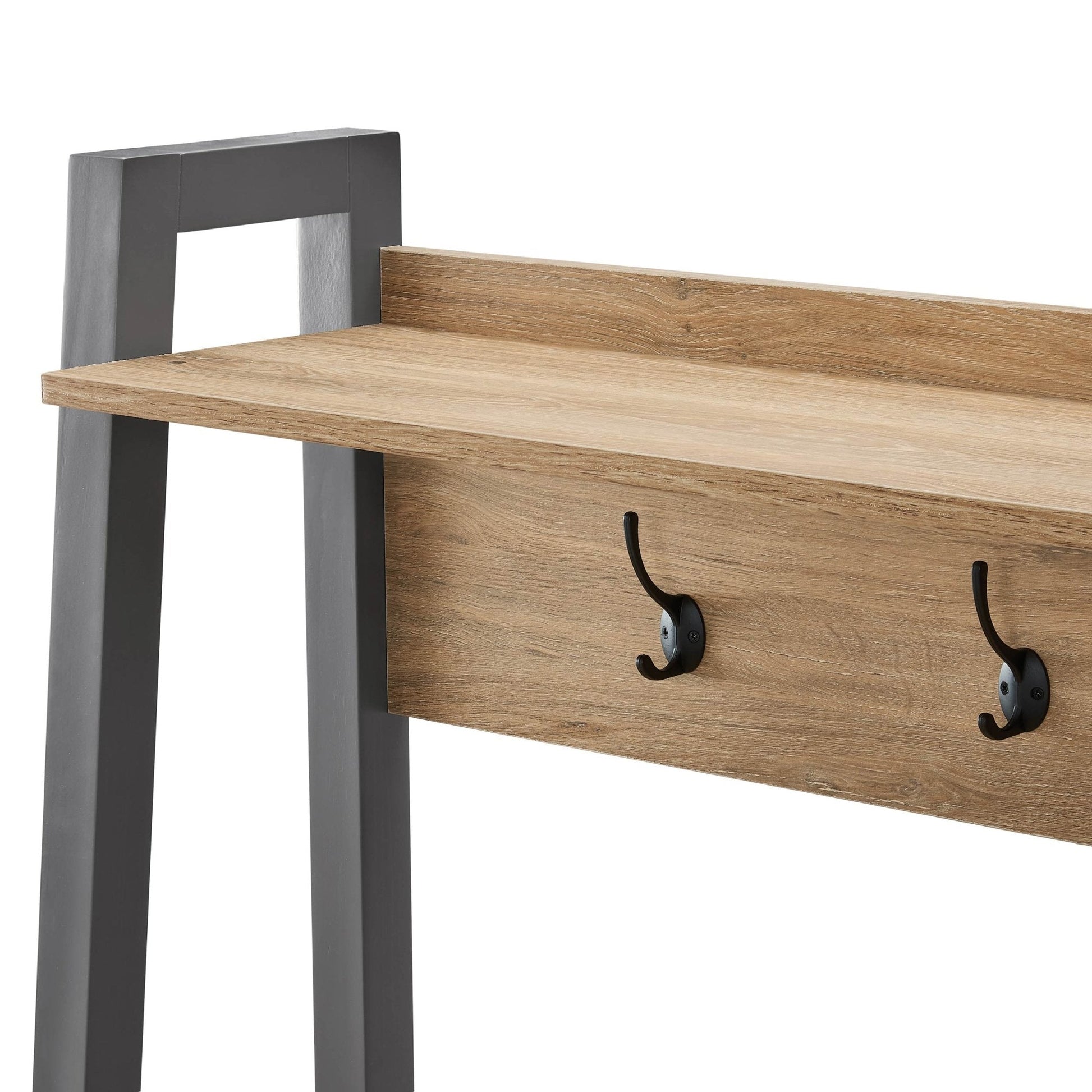 Nell Hallway Shelf with Hooks - Charcoal - DUSK