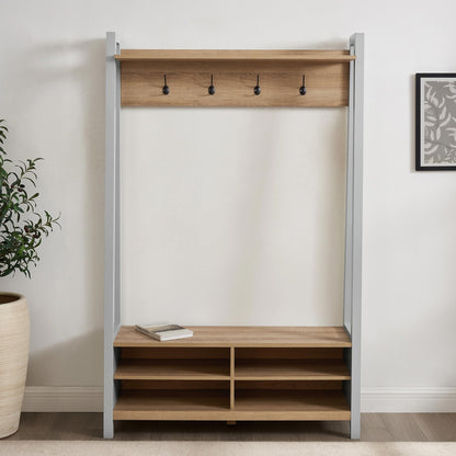 Nell Hallway Shelf with Hooks - Grey - DUSK