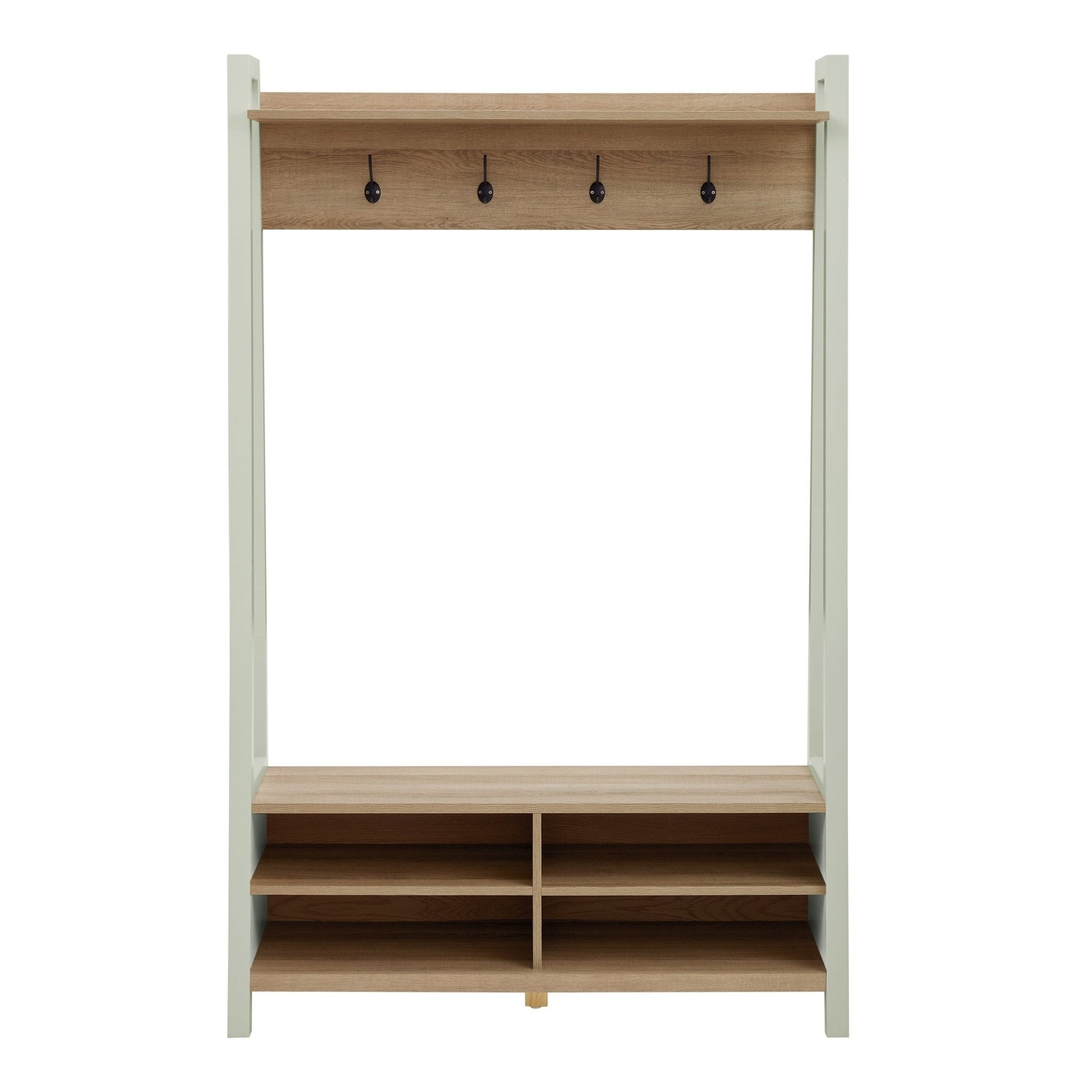 Nell Hallway Shelf with Hooks - Sage Green - DUSK