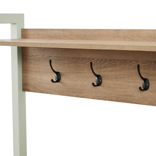 Nell Hallway Shelf with Hooks - Sage Green - DUSK