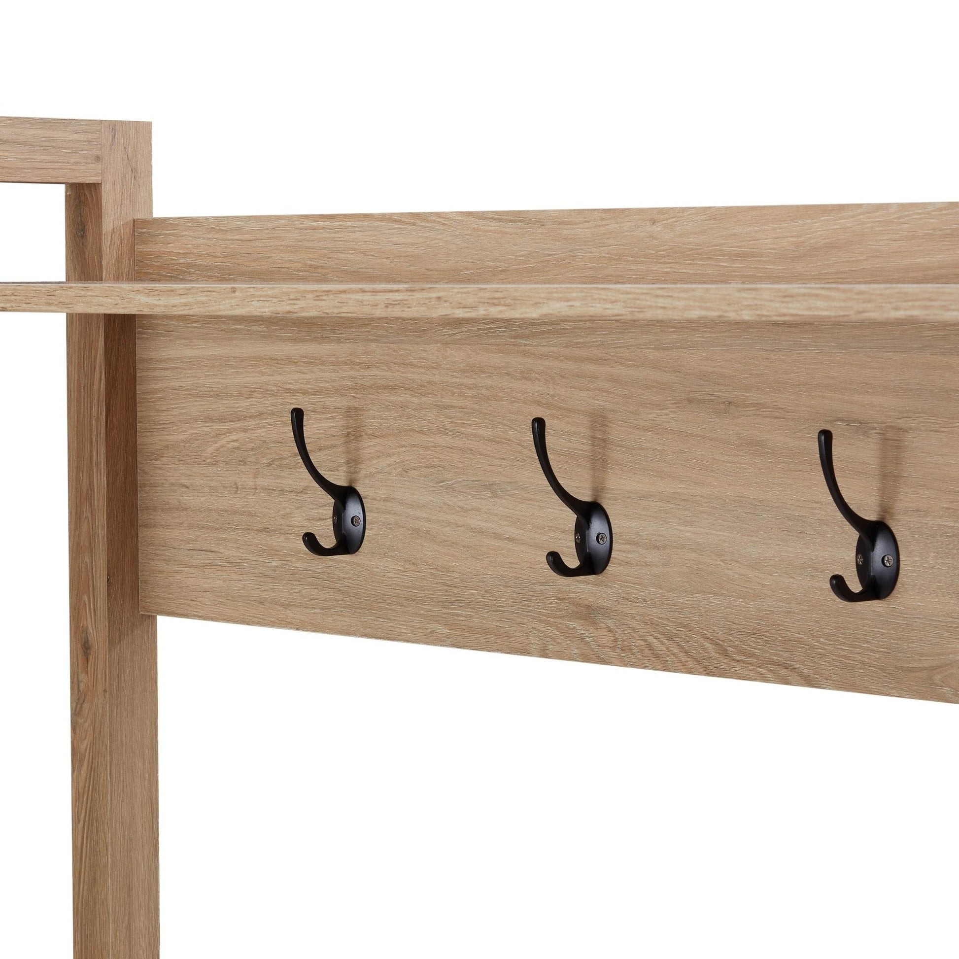 Nell Hallway Shelf with Hooks - Wood - DUSK