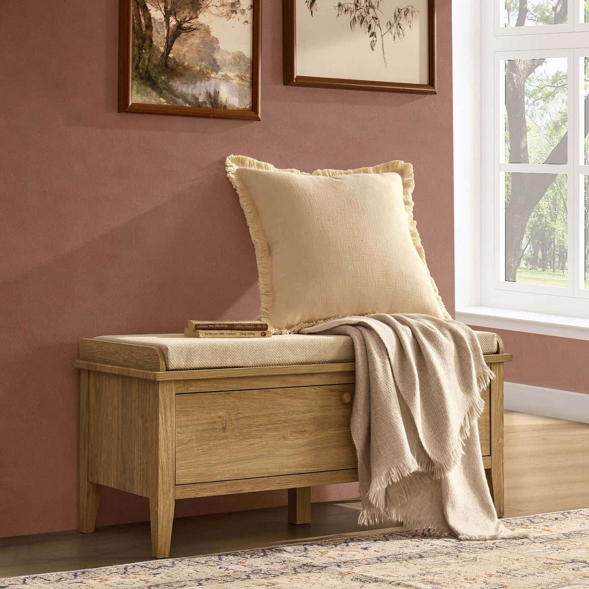 Nell Seated Storage Cabinet - Light Wood - DUSK