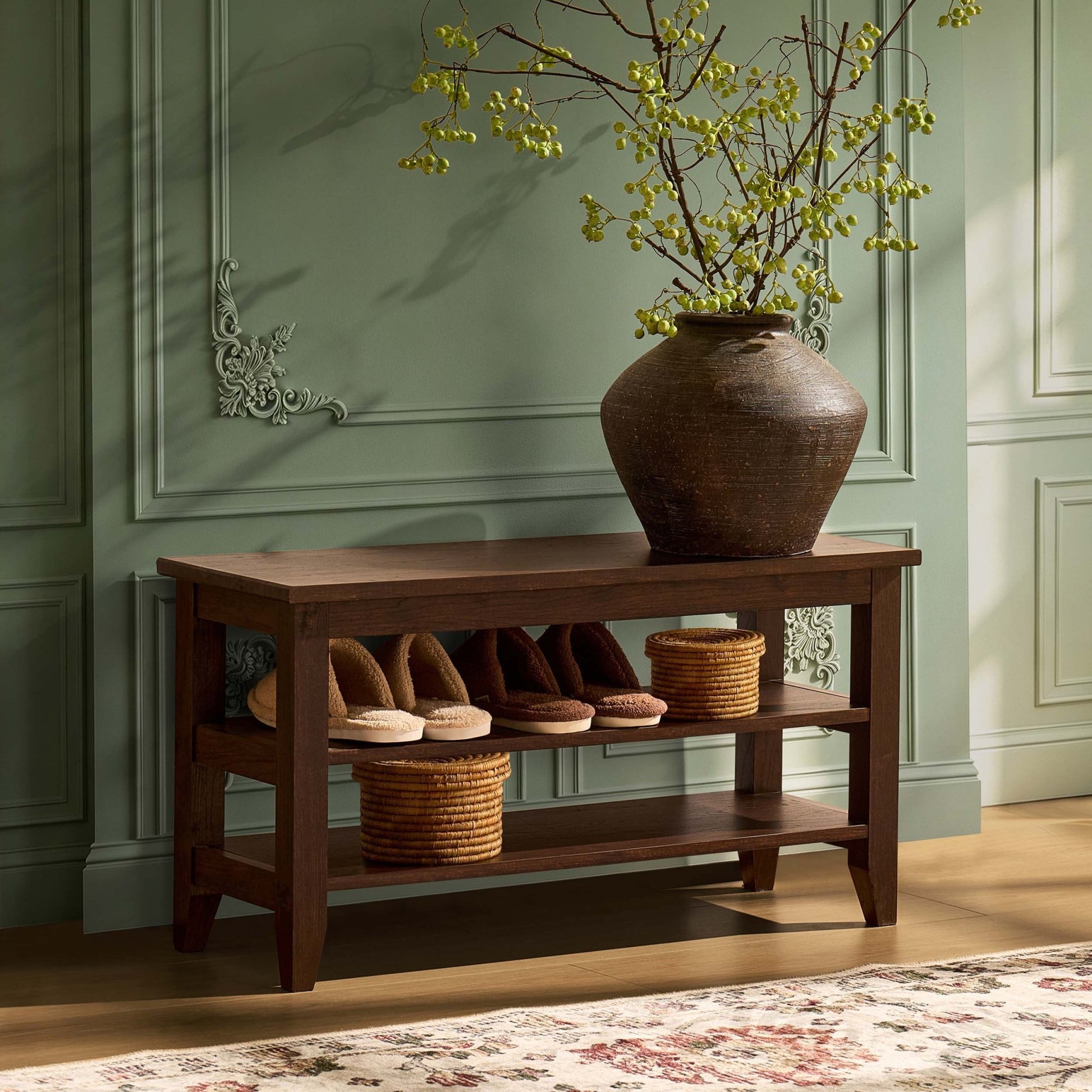 Nell Shoe Storage Bench - Walnut - DUSK