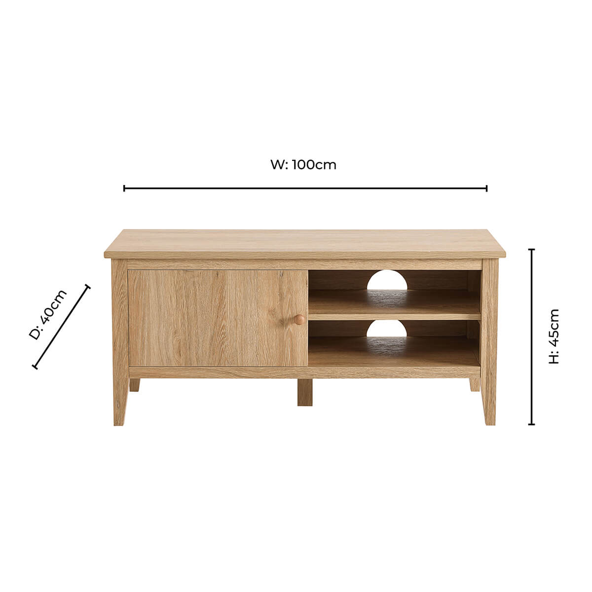 Nell Space Saving TV Unit (100cm) - Light Wood - DUSK