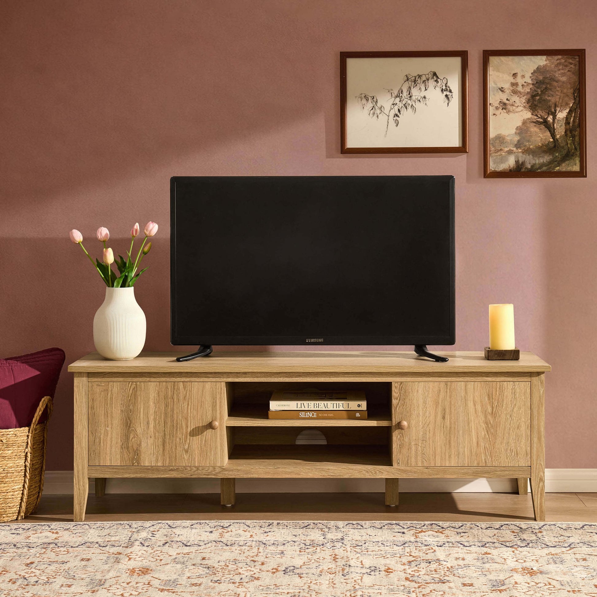 Nell Tv Unit for TVs up to 60" - Light Wood - DUSK