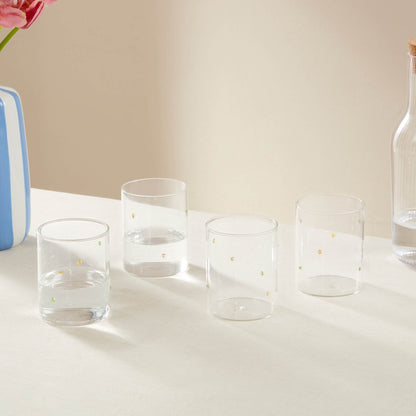 Nelly Polka Dot Glass Highballs - Set of 4 - Clear - DUSK