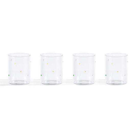 Nelly Polka Dot Glass Highballs - Set of 4 - Clear - DUSK