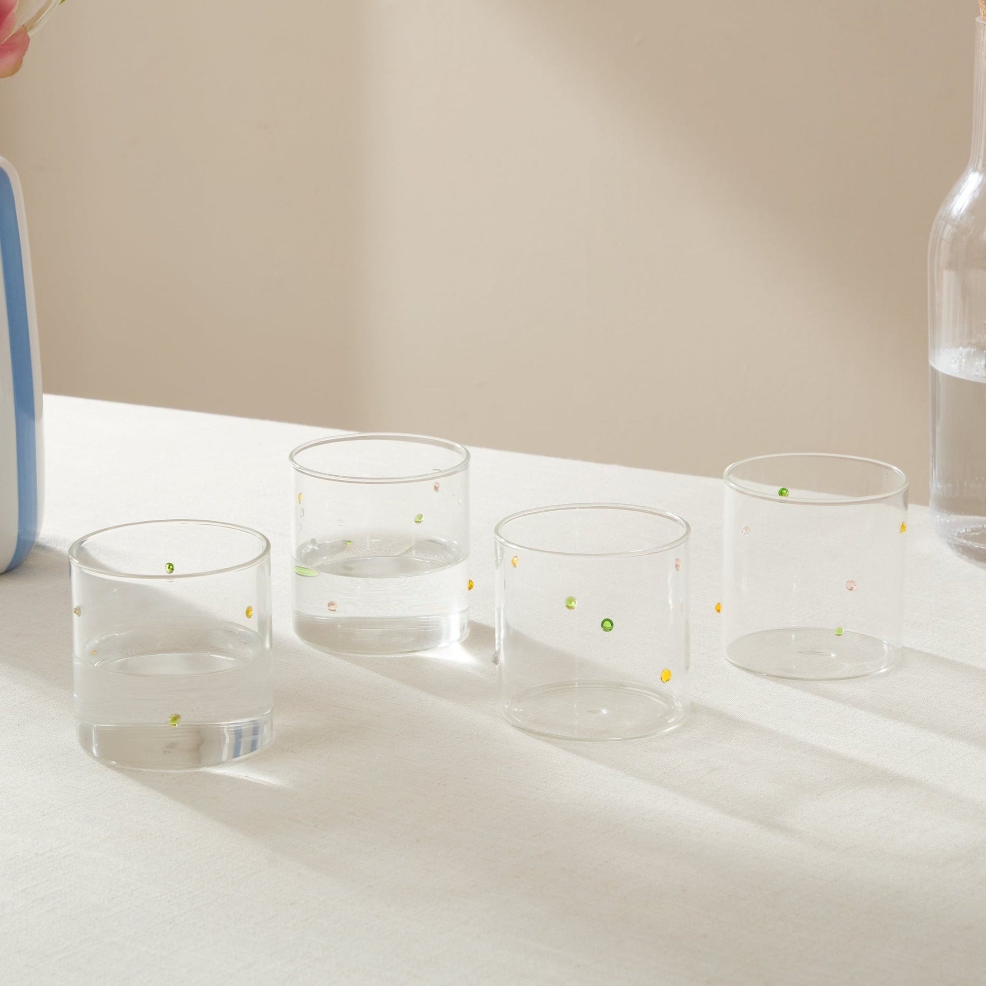 Nelly Polka Dot Glass Tumblers - Set of 4 - Clear - DUSK