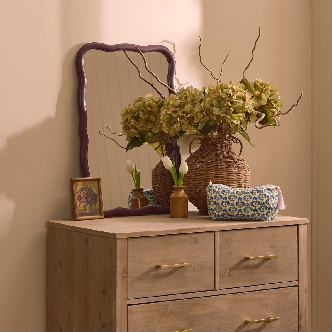 Niamh Wavy Wall Mirror - Tawny Port - DUSK