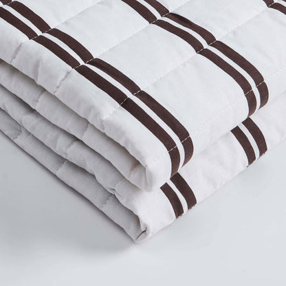 Noa Ruffle Edge Stripe Bedspread - Chocolate - DUSK