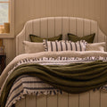 Noa Ruffle Edge Stripe Cushion Cover - Chocolate - DUSK