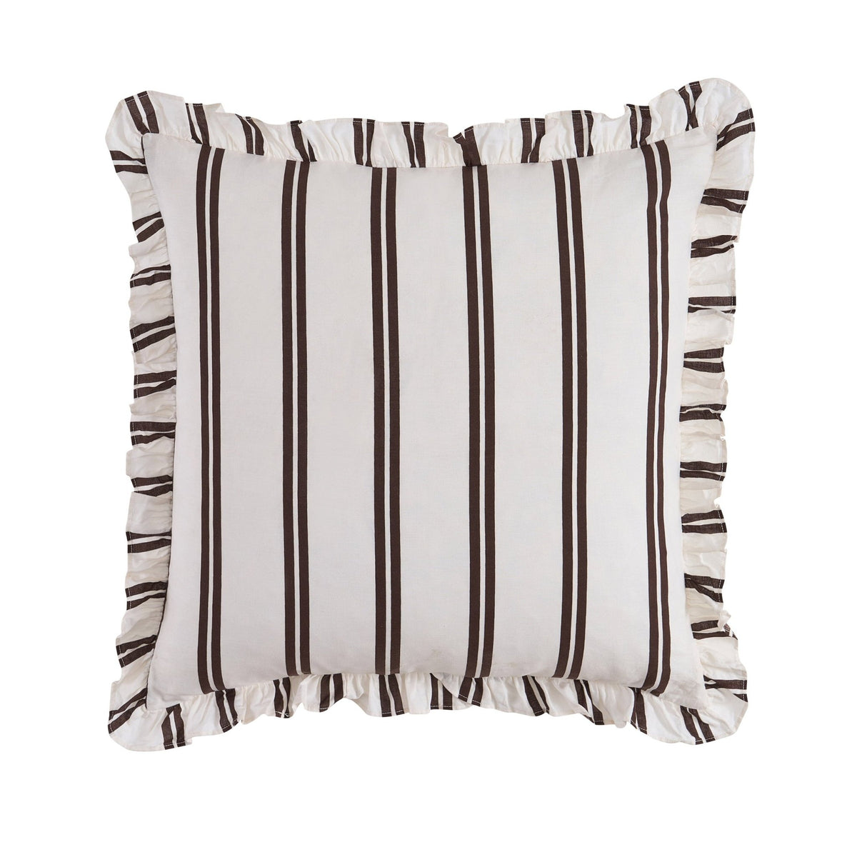 Noa Ruffle Edge Stripe Sofa Cushion Cover - Chocolate - DUSK