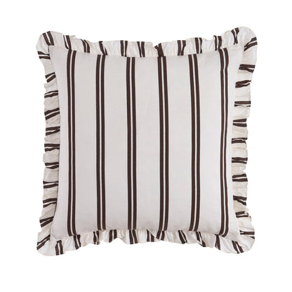Noa Ruffle Edge Stripe Sofa Cushion Cover - Chocolate - DUSK