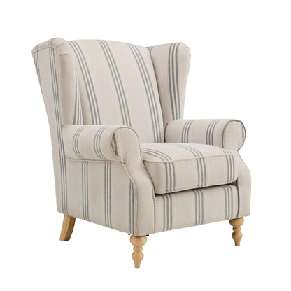 Nora Armchair - Natural 3 Stripe - DUSK