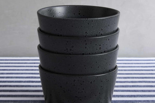 Nori Stoneware Set of 4 Cereal Bowls - Black - DUSK