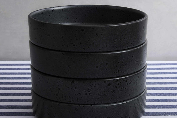 Nori Stoneware Set of 4 Pasta Bowls - Black - DUSK