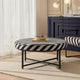 Northwich Black Metal Frame Pouffe - Mono Stripe - DUSK