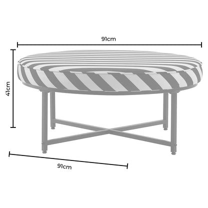 Northwich Black Metal Frame Pouffe - Mono Stripe - DUSK