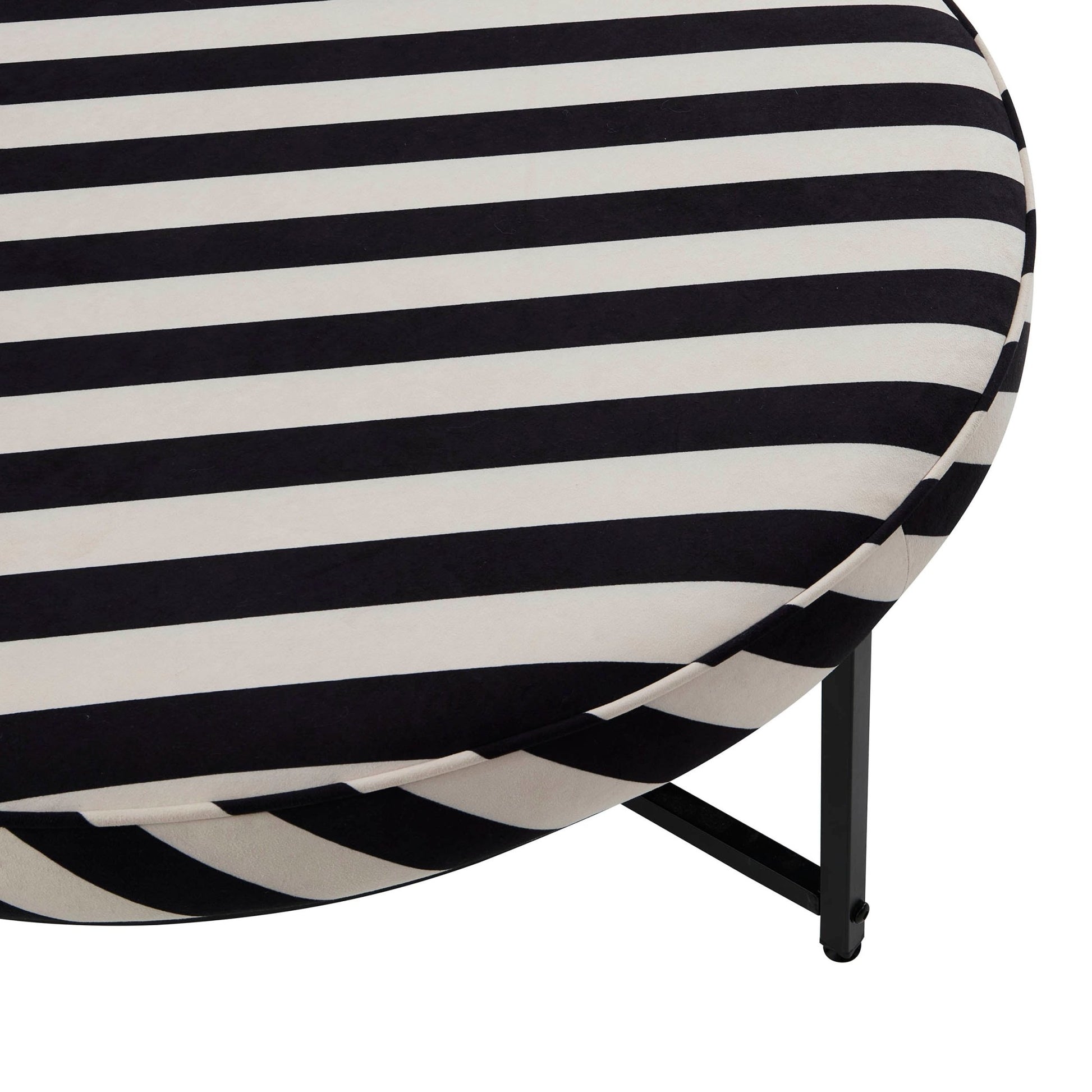 Northwich Black Metal Frame Pouffe - Mono Stripe - DUSK