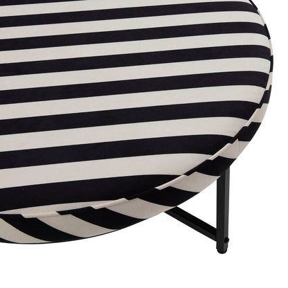 Northwich Black Metal Frame Pouffe - Mono Stripe - DUSK