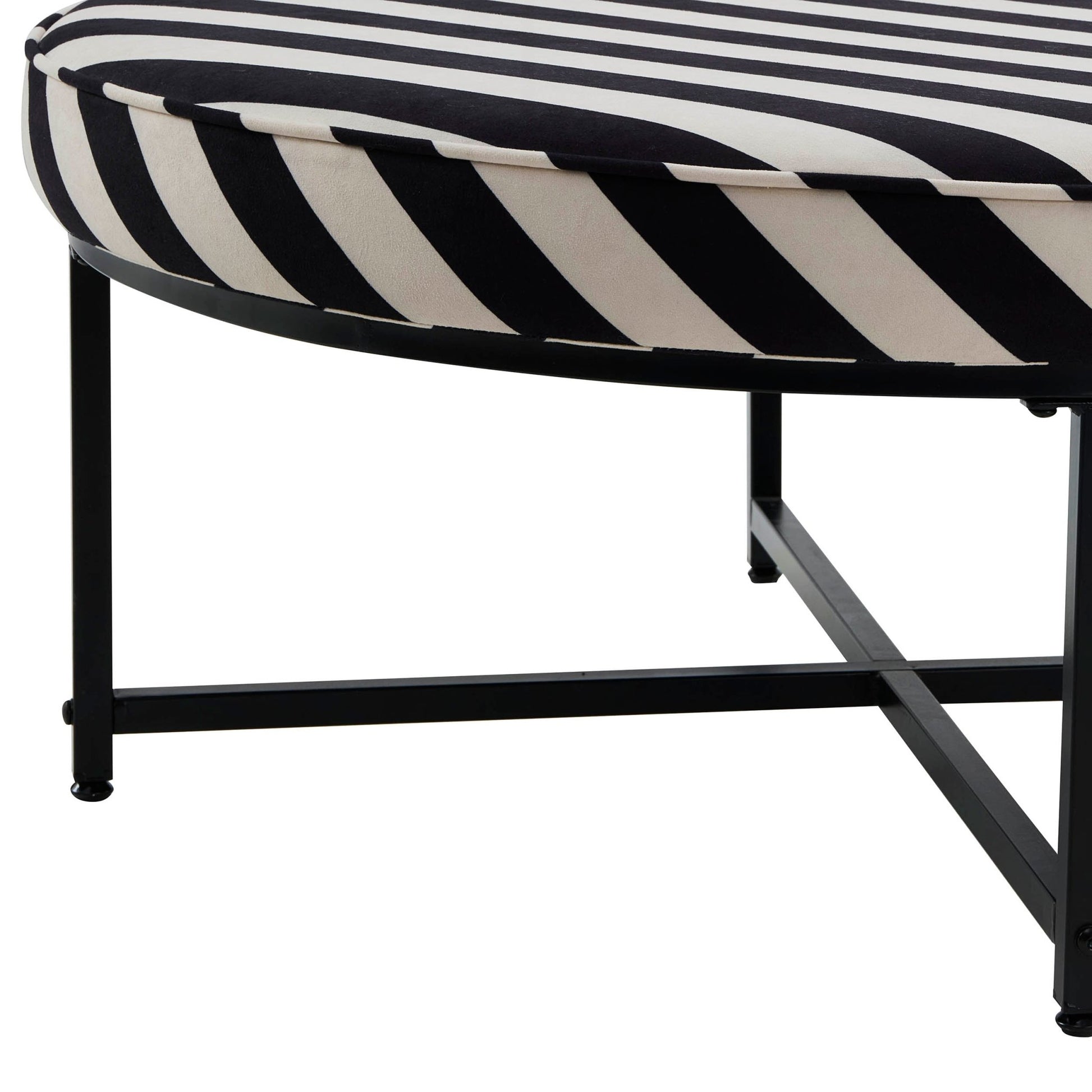 Northwich Black Metal Frame Pouffe - Mono Stripe - DUSK